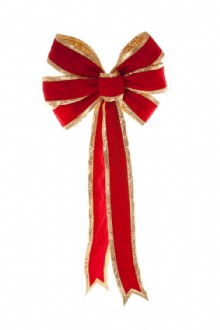 Large Bow Velvet 7 Loop Red and Gold 900mm