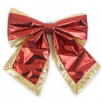 Large Bow Satin 2 Loop Red and Gold 500mm