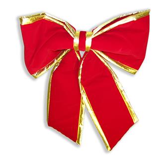 large Bow Velvet 2 Loop Red and Gold 500mm