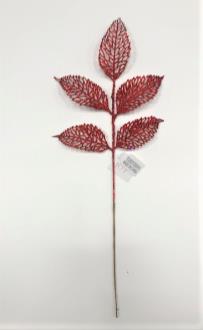 Leaf Pick Red Glitter Mesh Leaves 600mm