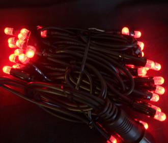 String Light Outdoor Red on Black Cable 5M Joinable